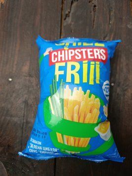 Соломка картопляна солона зі смаком Зелена цибуля з соусом Сирнй  ТМ CHIPSTER`S 55г фото