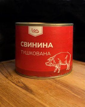 Свинина тушкована ж\б 525г Буковини Лан  фото