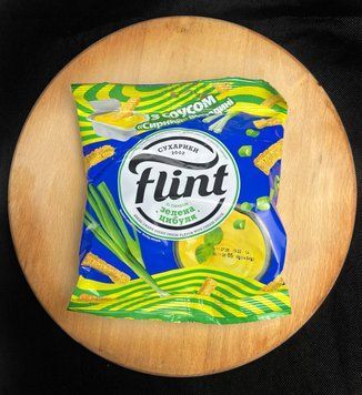 Сухарики Flint зі смаком "Зелена цибуля" з сирним соусом всередині, 80 г   фото