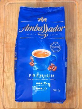 Кава в зерназ  Ambassador Premium 500 г " Штраус"