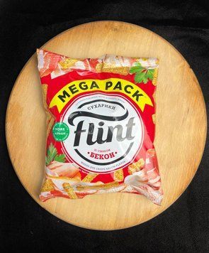 Сухарики Flint зі смаком "Бекон", Mega Pack, 100 г фото