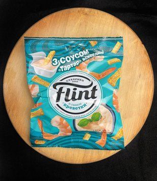 Сухарики Flint зі смаком "Креветка" з соусом тар-тар всередині, 65г фото