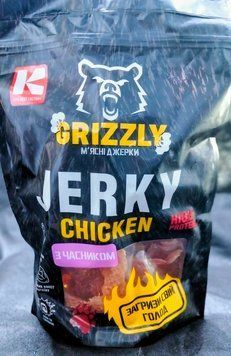 М'ясні джерки "JERKY CHICKEN з часником" (0,800) ТМ GRIZZLY фото