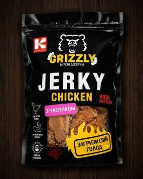 М'ясні джерки "JERKY CHICKEN з часником" (0,800) ТМ GRIZZLY(Грізлі)( газ.уп) фото