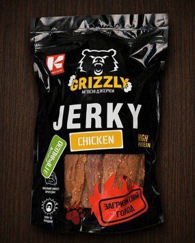 М'ясні джерки "JERKY CHICKEN з гірчицею" (0,800) ТМ GRIZZLY(Грізлі)( газ.уп) фото
