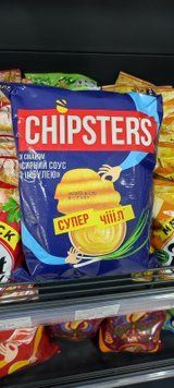 Чипси картопляні хвилясті зі смаком" Сирний соус та цибуляі" ТМ "CHIPSTER`S" 110г фото