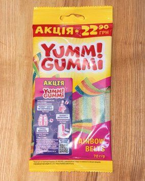 Желейні Цукерки" Юммі Гуммі" RAINBOW BELTS 70 г РОШЕН